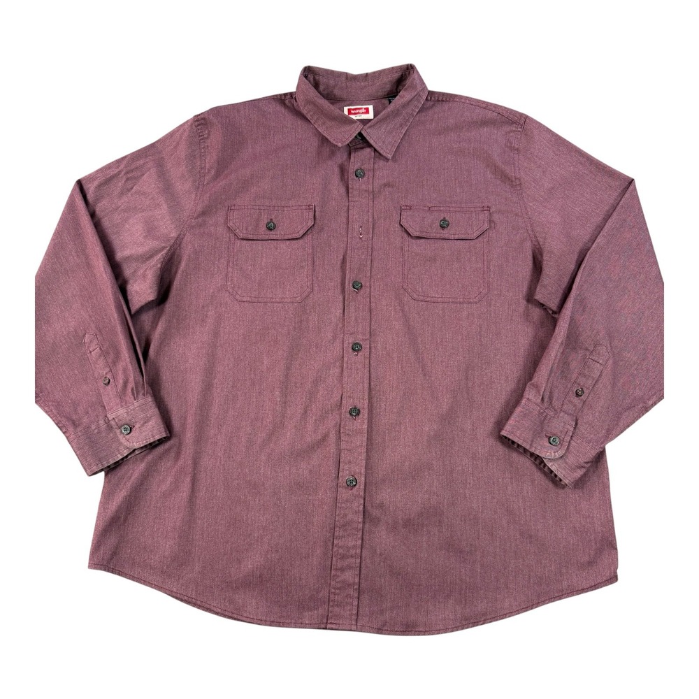 Wrangler Button Down Shirt Mens 2XL Burgundy Good Long Sleeve Stretch HLB2AWM